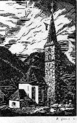 Drzeworyt kościoła w Hinterstein